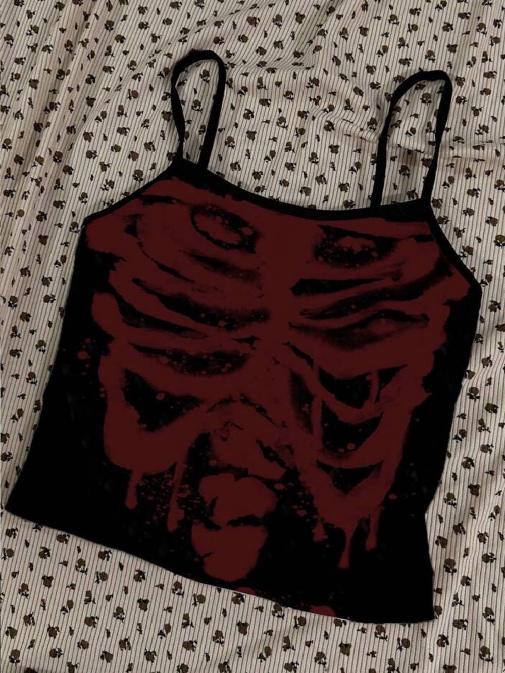 Crimson Edgy Skeleton Top NEW 🏷️